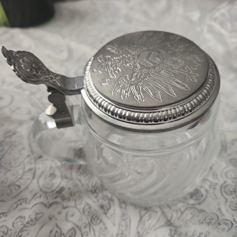 Vintage West Germany Wandertage Hochdorf beer Glass w/‎ Lid